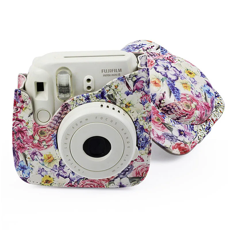 

Fujifilm Instax Mini 9 8 8+ PU Leather Instant Camera Shoulder Bag Floral Printing Protector Cover Case Pouch
