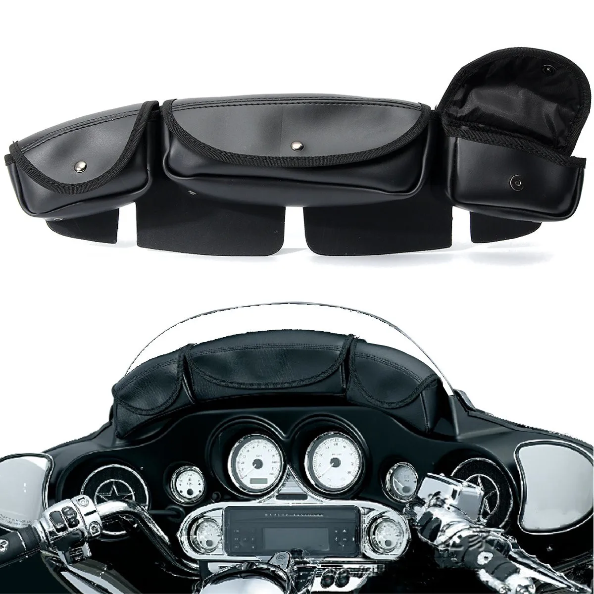 

Motorcycle 3-Pockets Windshield Bag For Harley Electra Street Glide Touring Bike 1996-2015 with Windshields