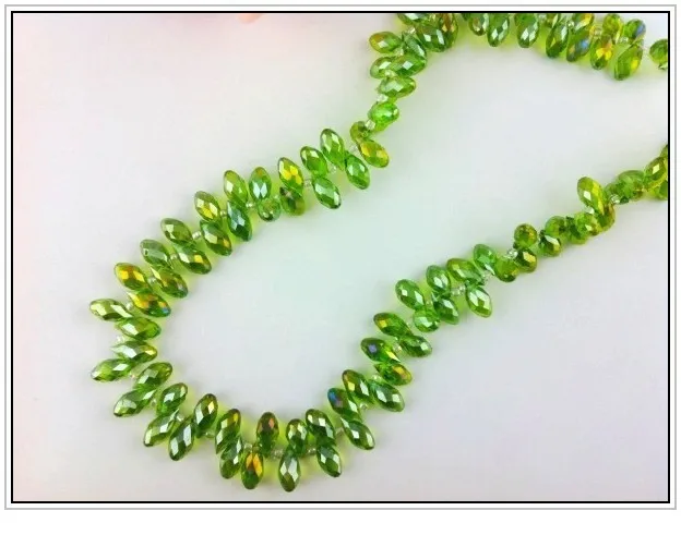

Wholesale 100pcs/lot 6x12mm Briolette Pendants Green AB Crystal Teardrop Beads Cute Faceted Glass Beads Bracelet DIY Beads
