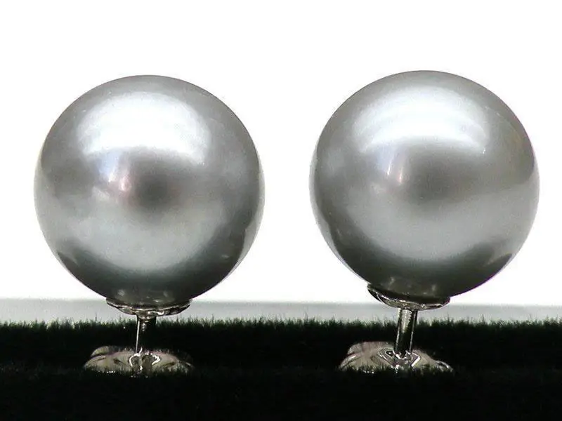 

Free shipping 8.5-9mm AAA+++ ROUND SILVER GRAY SOUTH SEA PEARL EARRING 925 Sterling Silver