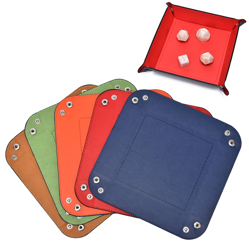 

Foldable Storage Box Table Games Key Coin Box Tray Desktop Storage Box PU Leather Quadrilateral/Rectangle/Hexagon Tray for Dice