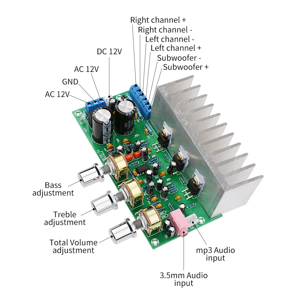 AIYIMA TDA2050+ TDA2030A сабвуферный усилитель аудио Плата 18Wx2+ 32 Вт 2,1 канальный усилитель мощности аудио усилитель домашний звуковой кинотеатр