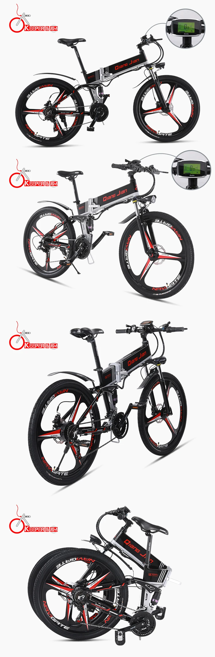 K& J 26 дюймов, электровелосипед 48 В 10.8ah литиевая батарея электрический горный велосипед 350 Вт Мотор Складной Мощный велосипед для путешествий