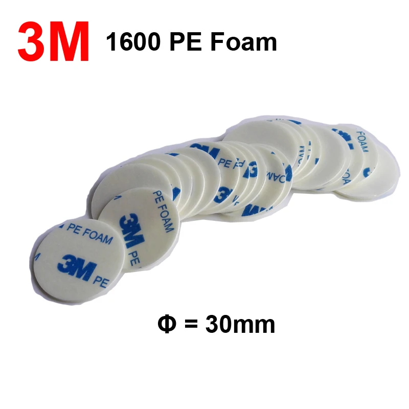 

3M Double Sided Adhesive PE Foam for Power Plug Router, In cars, Home Parts Bonding, Diameter=30mm, 3M1600, 1mm Thick, 50pcs