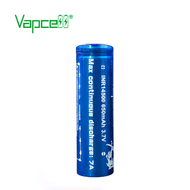 

1 dollar coupon High power original Vapcell INR14500 650mah 7A 3.7V li lon rechargeable battery For flashlights and power tools