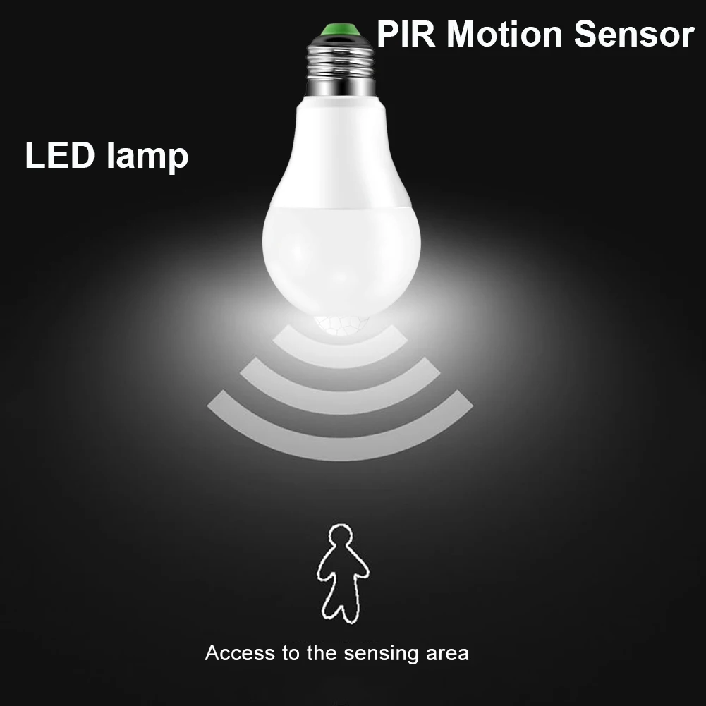 Движения PIR Сенсор светодиодный светодиодные лампы E27/B22 220 V заката до рассвета Ночной свет Лестница Путь коридор аварийные лампы