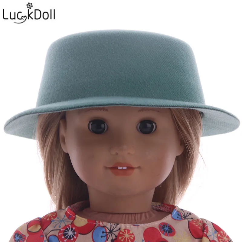 LUCKDOLL модные новые конфетного Цветной шерсть с плоским верхом шапка аксессуары для игрушечной куклы для 18 дюймов американская кукла лучший подарок - Цвет: n502