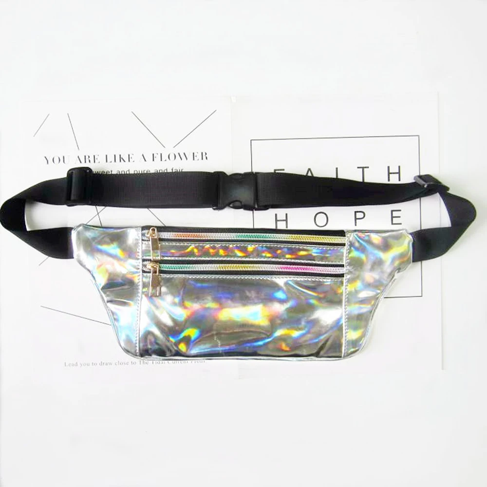 

2018 Holographic Fanny Pack Women Laser Bum Bag Travel Beach Shiny Waist Bags Hip Fashion Hologram Banana Bags new 6 colour