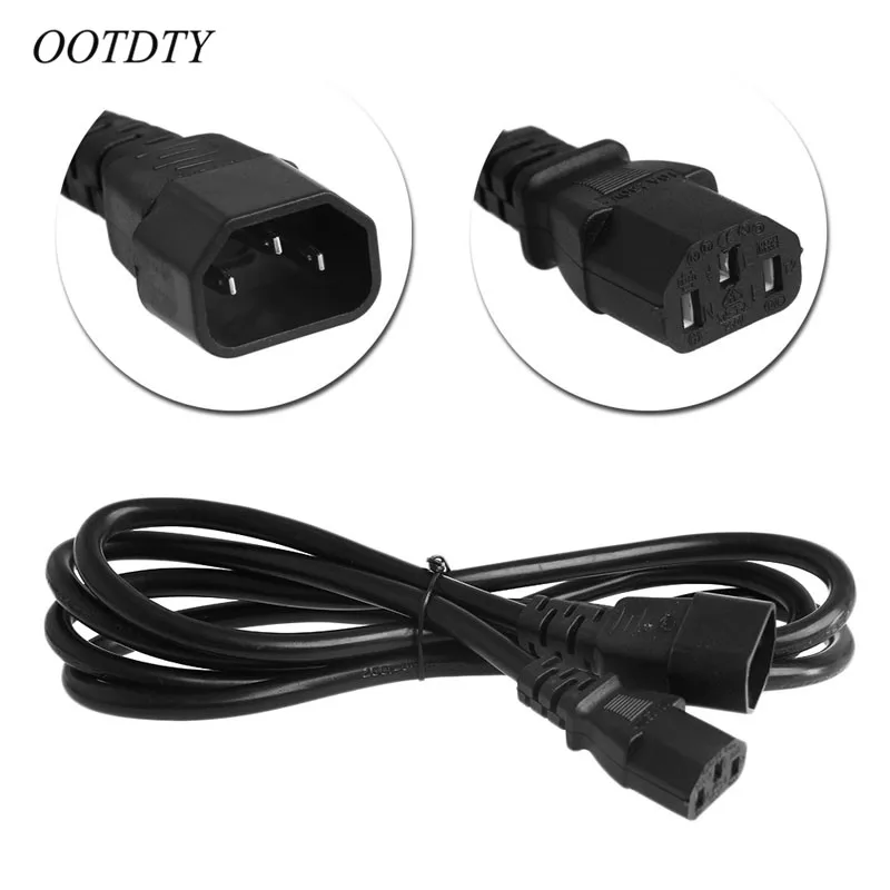 

OOTDTY IEC 320 3-Pin C14 Male To C13 Female Main Power Extension Cord Lead Cable 1.8/3M