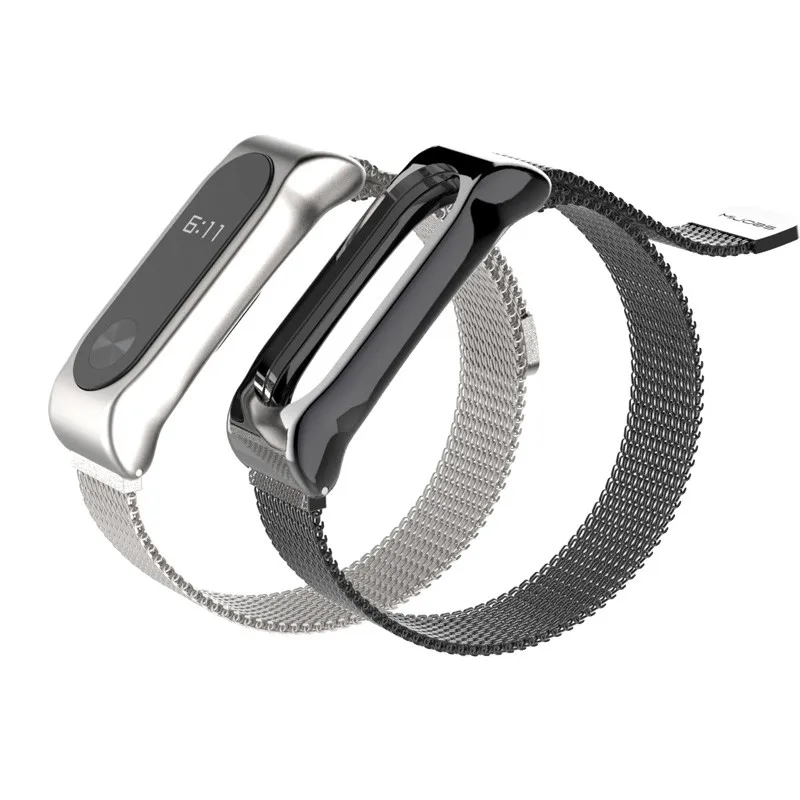 For Xiaomi Mi Band 2 Magnet Stainless Steel Luxury Wrist Strap Metal Wristband 