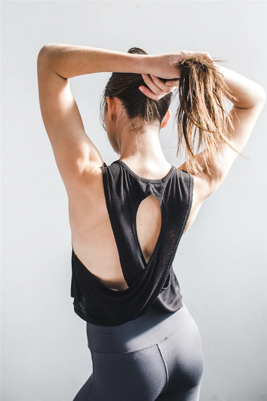 Gladiolus 2018 Tank Top Women Cross Hollow Out Backless Sexy Black Gray Crop Top Women T-Shirt Casual Ladies Loose Tanks Tops  (10)