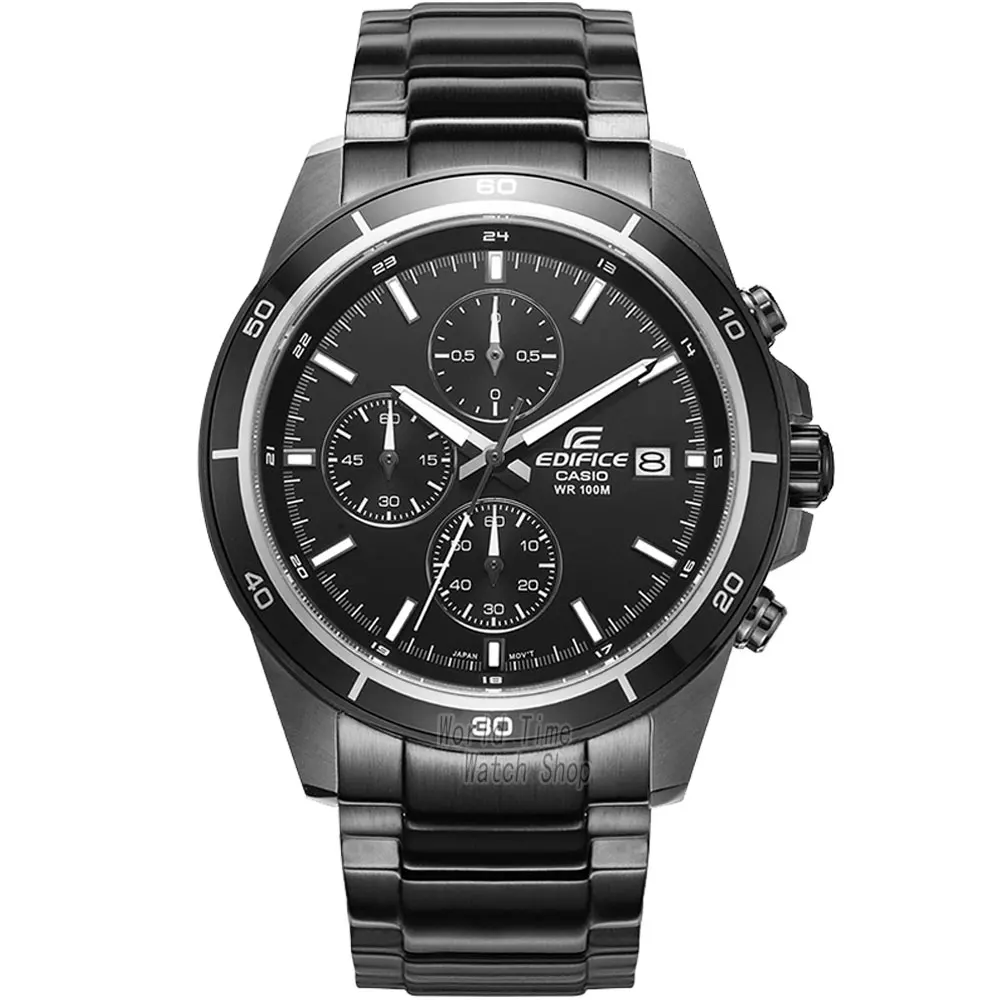 Casio Edifice часы мужские топ роскошный набор 100м Водонепроницаемый световой хронограф мужские часы военные кварцевые наручные часы F1 Racing Element Спортивные часы Черный ионный покрытием серии relogio masculino - Цвет: EFR526BK1A1-1