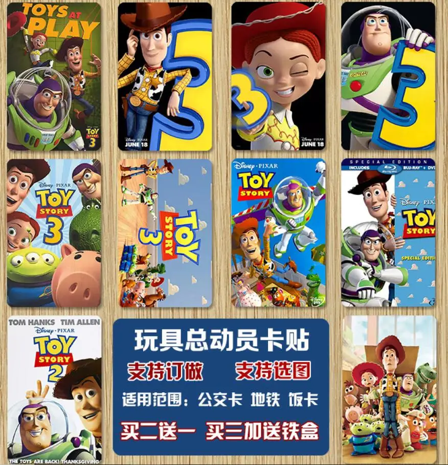 1 Set 10PCS Toy Story 4 Figure Card Stickers Woody Jessie Buzz Lightyear Post card Bank Card Decoration Stickers Kids Toys