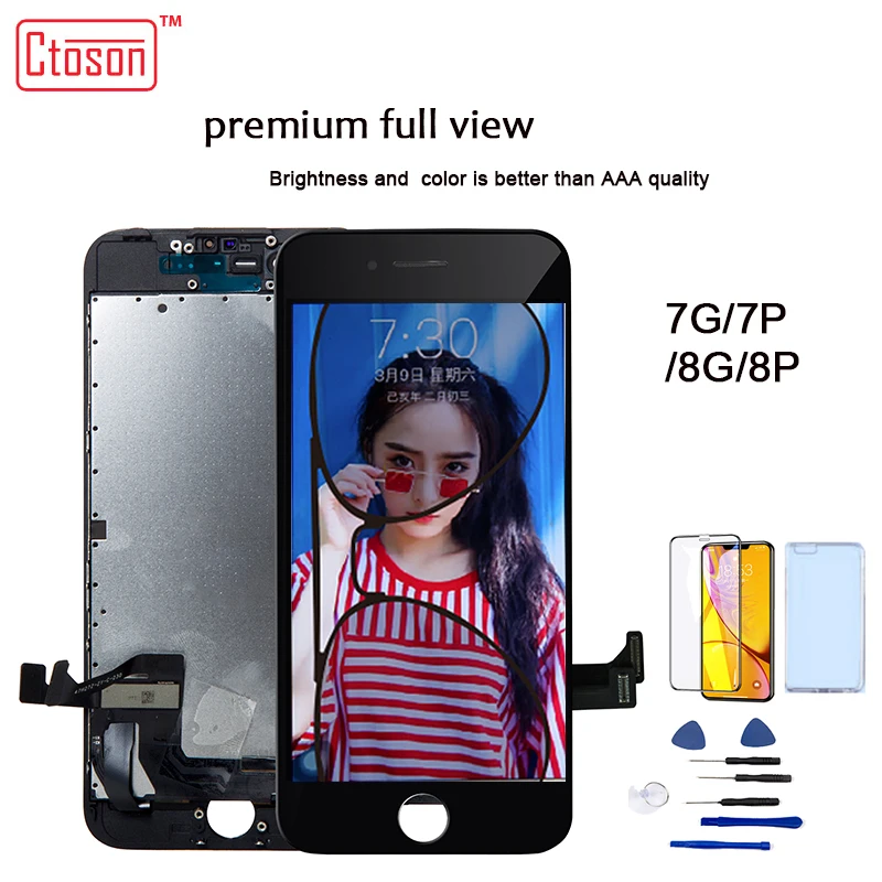 Pаспродажа Ctoson font b lcd b font дисплей для iPhone 6 7 8 3D сенсорный экран полный вид замена font b lcd b font S для iPhone 7 Plus 8 Plus без битых пикселей
