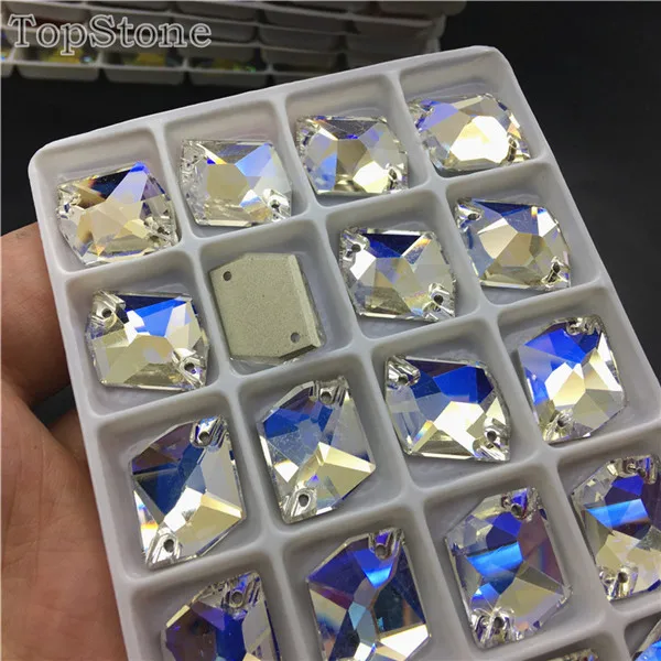 001MO Moonlight TopStone K9 стеклянные Хрустальные цвета 13x17 мм космические пришитые стразы с плоской задней частью пришивные камни для шитья страз платье одежда - Цвет: 001MO Moonlight