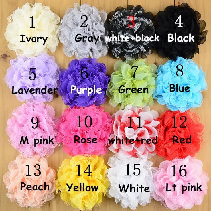 

30PCS 10CM lace chiffon flower for kid headband DIY craft can choose colors(HMF-85)