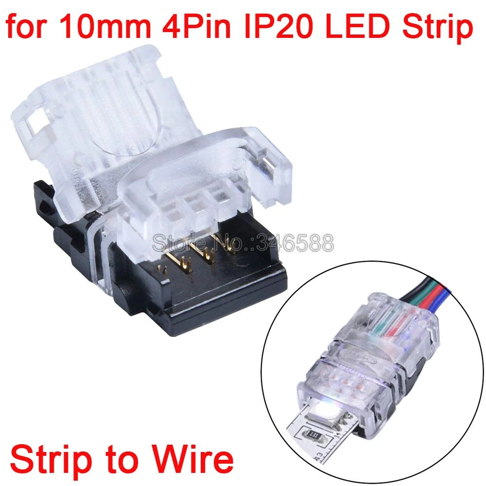 5PCS RGB LED Strip to Power Connector 4Pins 5050 SMD 10mm RGB LED Tape Light  Connector Non Waterproof IP20 Strip to RGB Wire Use|Connectors| - AliExpress