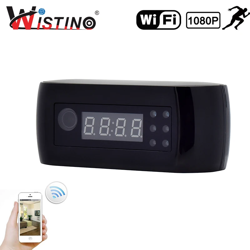 Wistino 1080P wifi мини камера Будильник времени Беспроводная няня часы P2P CCTV Домашняя