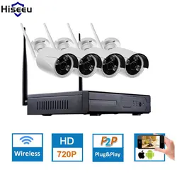 Hiseeu 4CH CCTV Системы Беспроводной 960 P NVR WI-FI ip-пуля Камера охранных Системы наблюдения комплект ЕС Plug