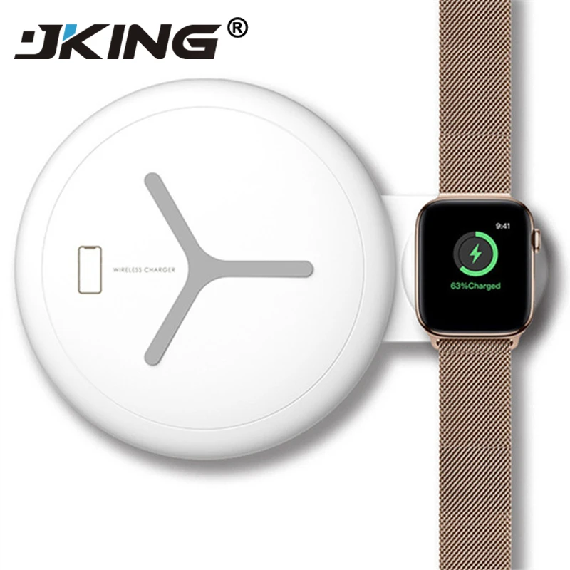 

JKING NT7 10W 2in1 Qi Wireless Charger For iPhone XS Max XR X Samsung Fast Wireless Charging Apple Watch 4 3 2 Desktop Charger
