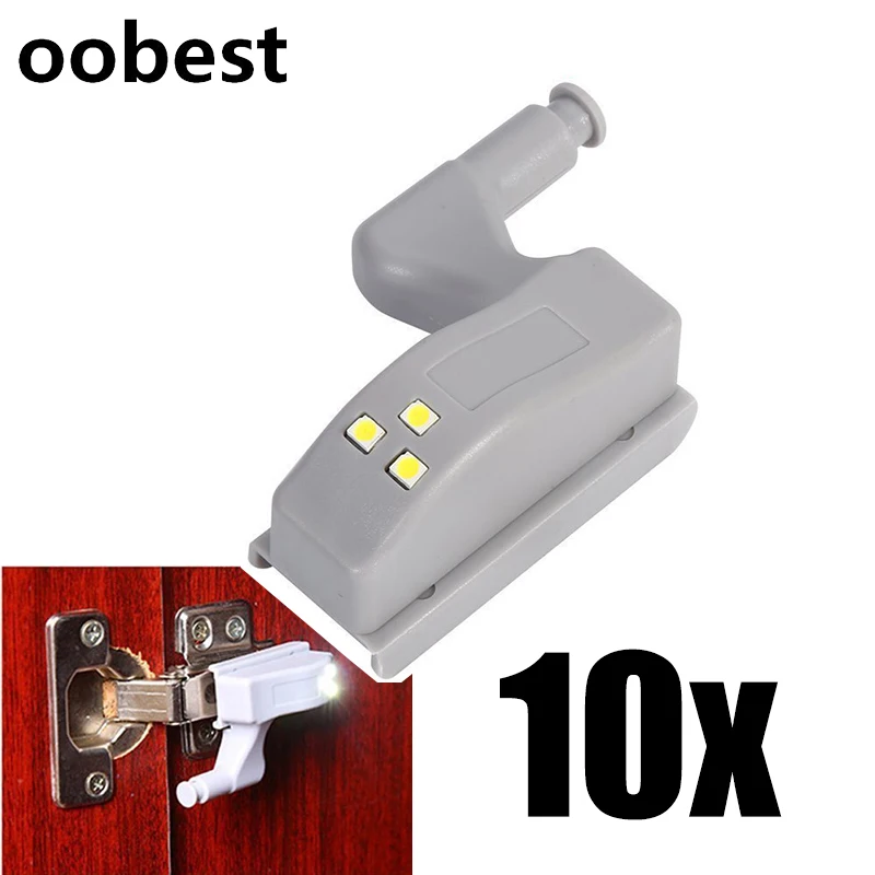 

oobest 10pcs/set LED Cabinet Light For Universal Furniture Kitchen Bedroom Living Room Cupboard Closet Wardrobe Hinge Lights