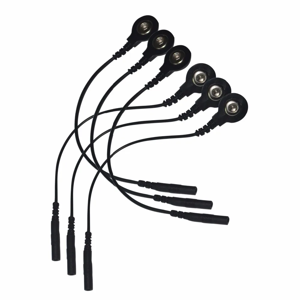 

1Pair Black Electrode Lead Wires/DC Head 2.0mm Cables Snap Cables Connect Physiotherapy or TENS/EMS Machine Therapy
