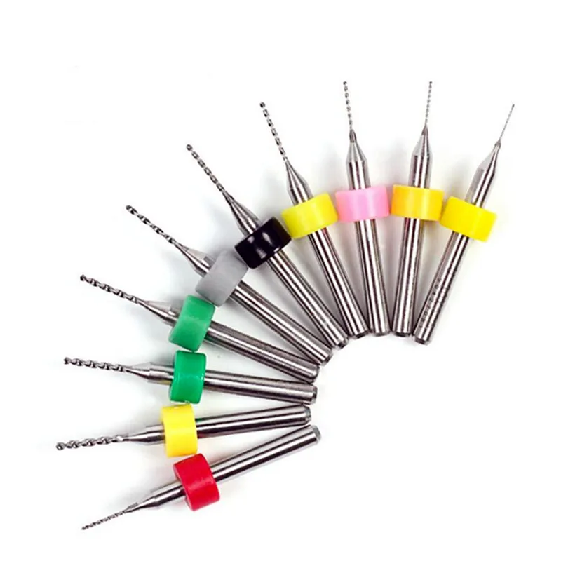 

10pcs PCB drilling bits CNC tool 0.1mm-2.0mm tungsten carbide cutter for circuit board beeswax engraving