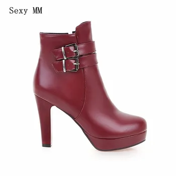 

Spring Autumn Winter Platform High Heel Ankle Boots Women Short Boots Ladies Shoes botas botte femme Plus Size 34-40.41.42.43