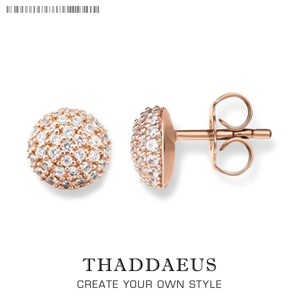 Серьги-гвоздики цвета розового золота с ПАВЕ, стиль Томаса Гламурная мода хорошее Ювелирное Украшение для женщин, Ts подарок в 925 пробы серебряном цвете