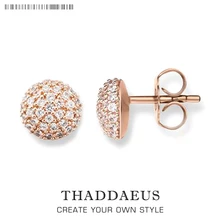 Серьги-гвоздики цвета розового золота с ПАВЕ, стиль Томаса Гламурная мода хорошее Ювелирное Украшение для женщин, Ts подарок в 925 пробы серебряном цвете