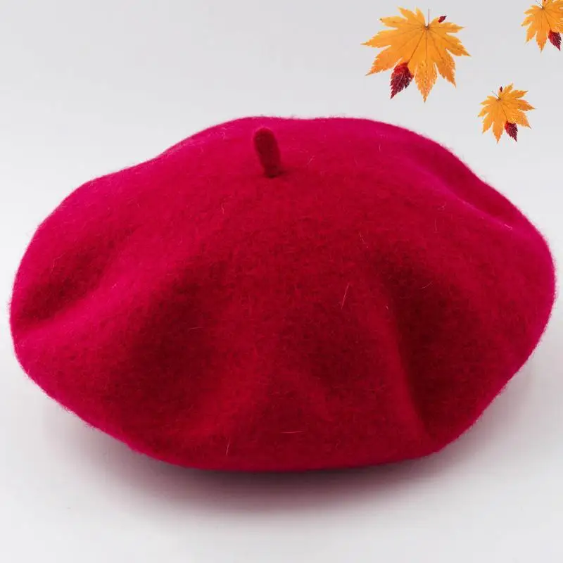 COKK, осенне-зимние шапки для девочек, шерстяные береты, мягкий теплый берет живописца, детская шапка для девочек, берет, шапка s Gorras Planas, хорошее качество - Цвет: Red