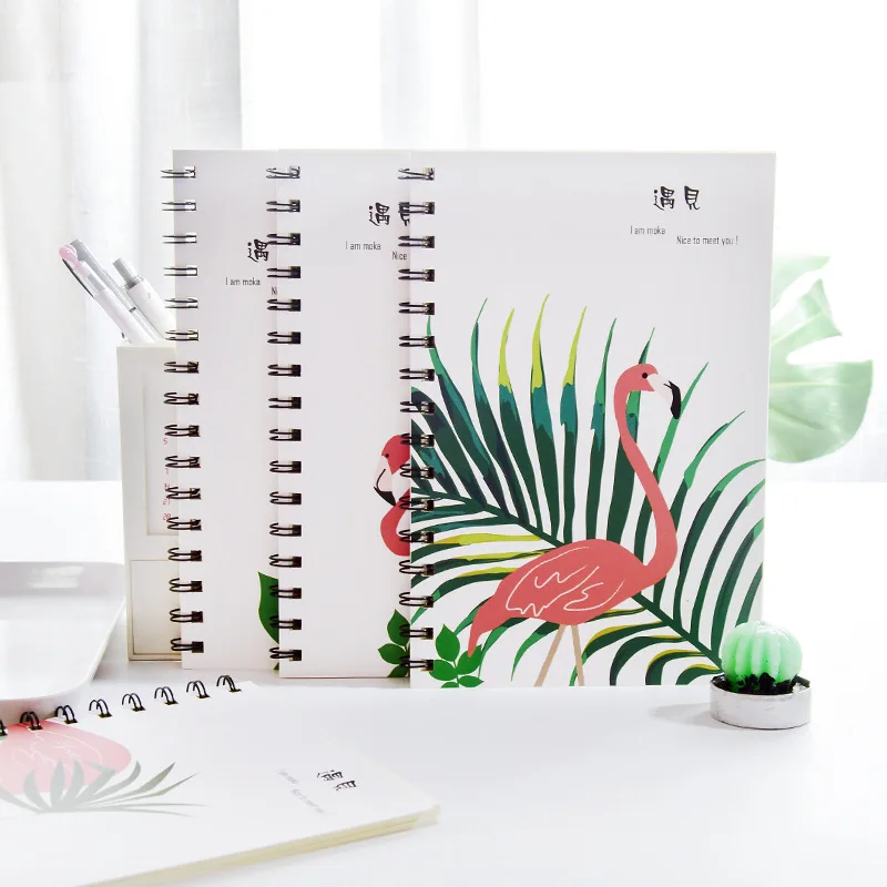 

A5 Creative Coil Notebook Cute Flamingo Cactus Journal Diary For Writing Kids Gift Korean Stationery Office School Supplies