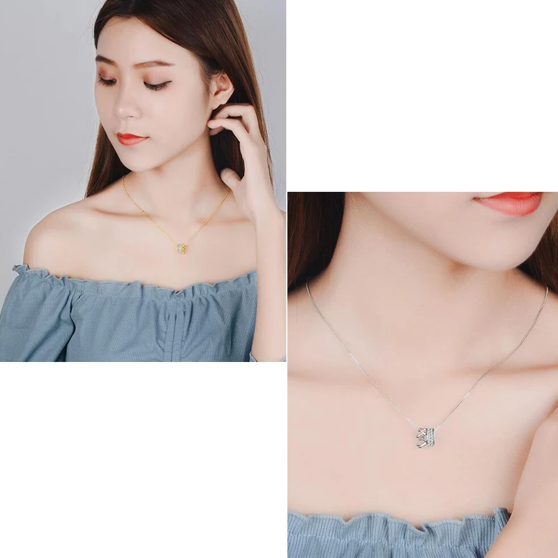 crown necklace women silver jewelry (4)
