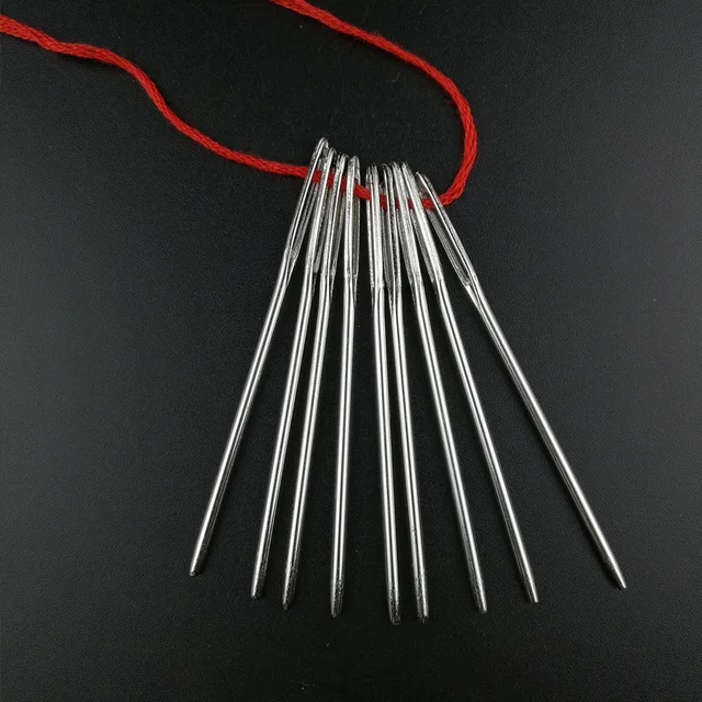 10pcs Large Sewing Needles Gold Eye Needle Tone Steel Hand Long Sewing