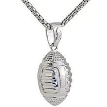 

Big 3D American Football Ball Pendant Necklace Men Sports Charm Rugby Rhodium Plated Fitness Jewelry Stainless Steel Chain 23in