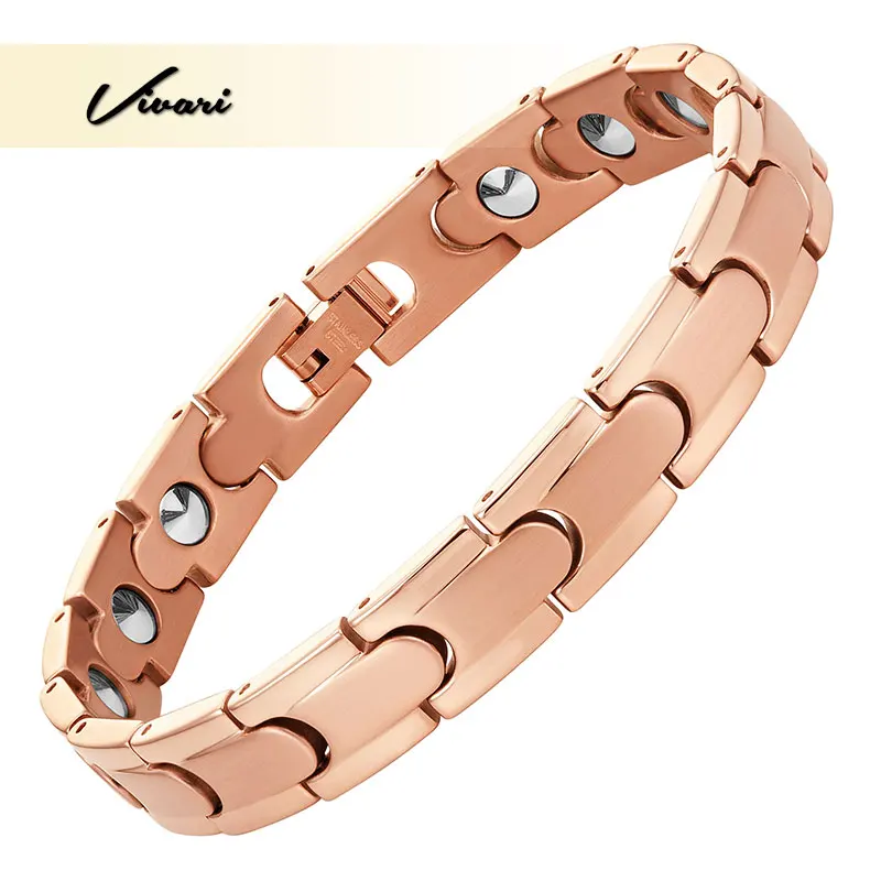 Vivari Bio Unisex Stainless Steel Bracelet For Women 99.99999% Solid Germanium Far Infra Charm Red Gold Color Bangle Wristband | Украшения