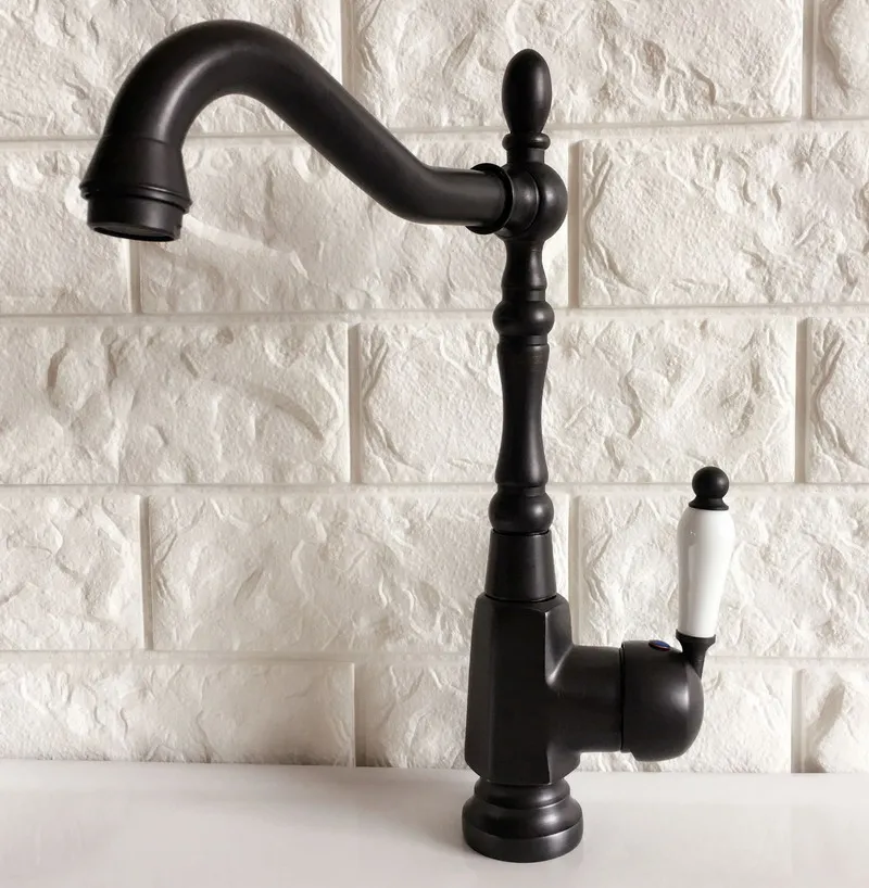 Swivel Spout Water Tap Oil Rubbed Black Bronze Single Handle Single Hole Kitchen Sink & Bathroom Faucet Basin Mixer Tap anf387