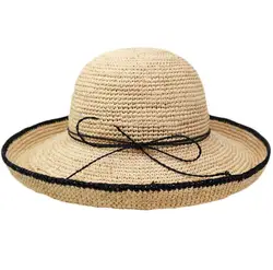 Шляпка ручной работы Легкий женский морской канотье шикарный летний поля 100% природа Мадагаскар рафии соломенная шляпа от солнца Для