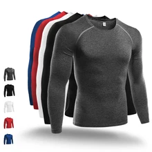 Для мужчин Сжатие с длинным рукавом базовый слой футболка для фитнеса эластичные Корректирующее белье Спортивная футболка для баскетбола S-2XL одежда для коррекции фигуры