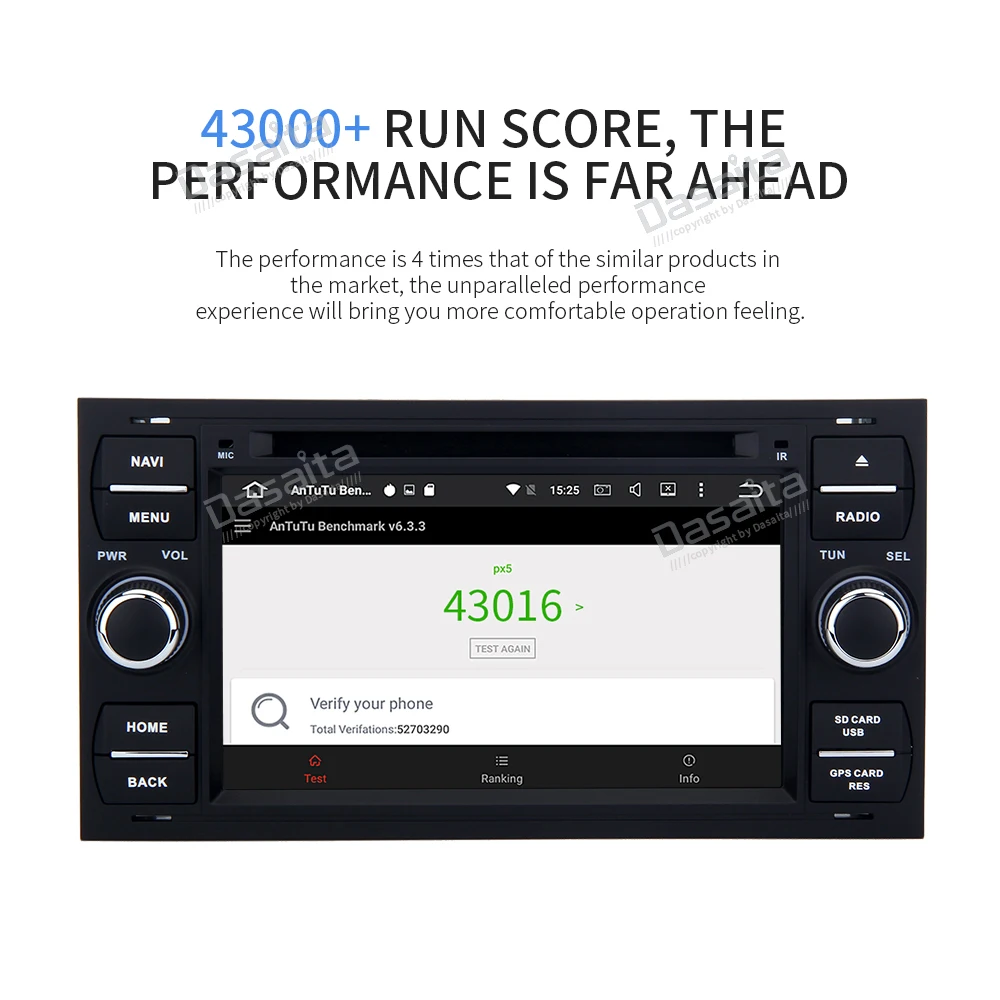 Top Dasaita 7" Android 8.0 2 Din DVD Player Car Multimedia for Ford Focus 2 Mondeo Kuga Fiesta 2003 2004 2005 2006 2007 Autoradio 9