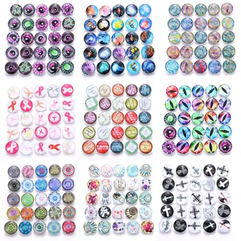

10pcs/lot Mixed Colors & Pattern 18mm Glass Snap Button Jewelry Faceted Glass Snap Fit Snap Earrings Bracelet Jewelry