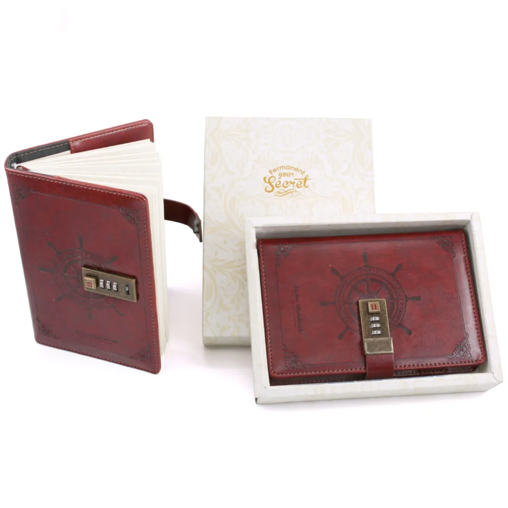 Блокнот с паролем винтажный коричневый B6 кожаный ежедневник планировщик повесток с кодовым замком 112 листов