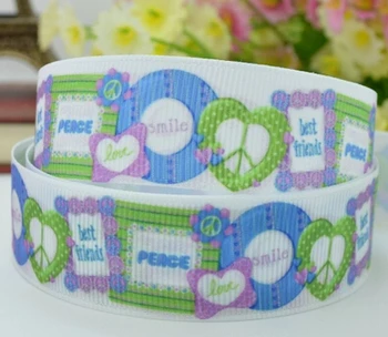 

2015 Top Fashion New Peace symbol Ribbon 7/8" Peace Symbol Printed Grosgrain Ribbon 100yards