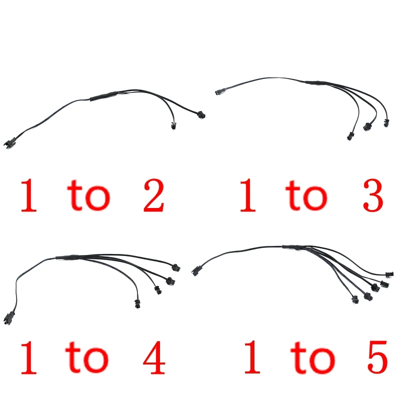 2/3/4/5 Way In 1 Splitter Cable 1 To 2/3/4/5 Connector For EL Wire Electroluminescent Light Conected With Inverter