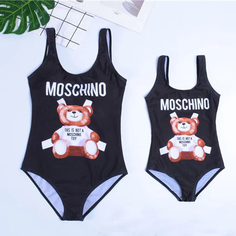 

Family Cartoon One Piece Swimwewar Women Bikini Bathing Suit For Parent-Child Conjoined Beach Swimsuit Biquini Feminino 2019 Hot