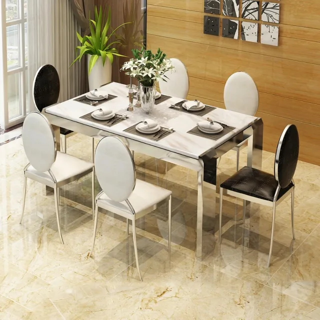 Rama Dymasty Stainless Steel Dining Room Set Home Furniture Modern Marble Table And Chairs Rama Dymasty Stainless Steel Dining Room Set Home Furniture Modern Marble Table And Chairs