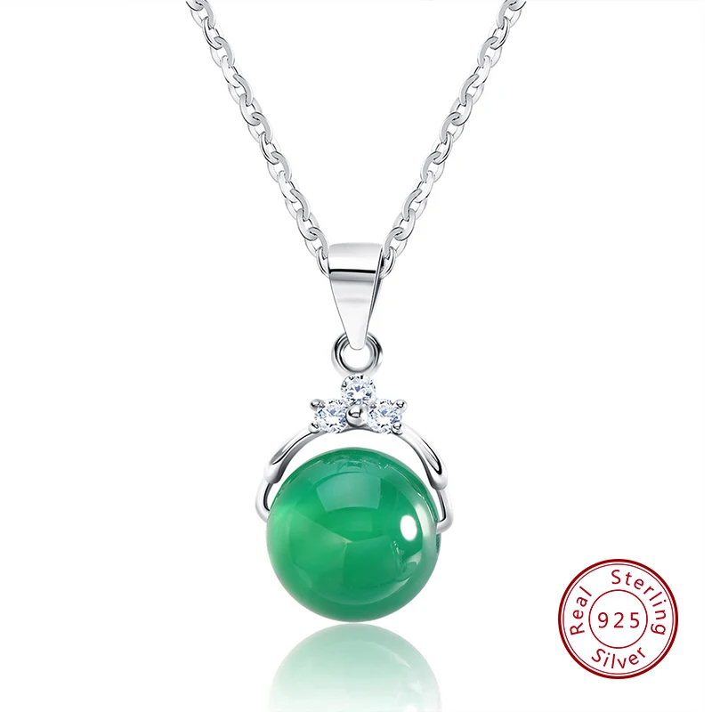 Effie queen 925 стерлингового серебра кулон ожерелье с блестящим зеленым кошачьим глазом камень для женщин подарок на день рождения TSN01 - Цвет камня: SN01-LV