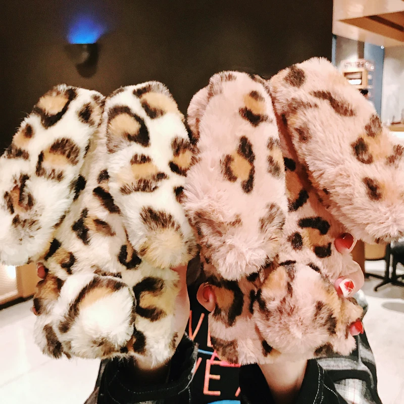 

Handmade Rabbit Furry Leopard Phone Case For Xiaomi RedMi note6 5A 5 4 high Edition Winter soft Warm RedMi 6A pro 5 case COOLEYE