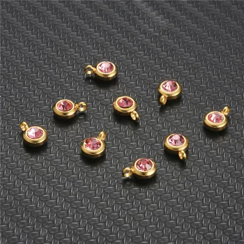 

10PCS/Lot Stainless Steel Round Charms Rhinestone Crystal Pendant Charms For DIY Earrings Necklace Pendants Jewelry