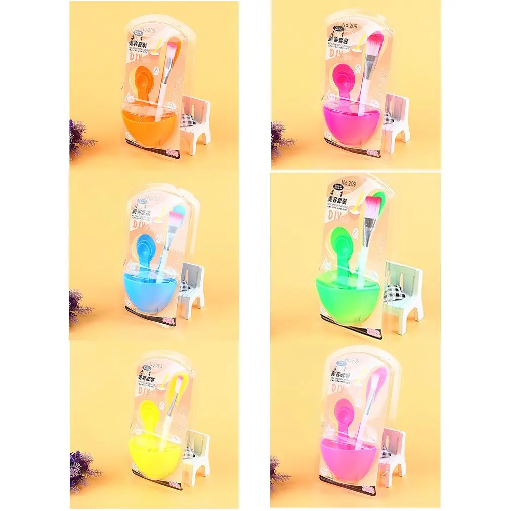 

4 in 1 DIY Facial Mask Bowl Set Mixing Bowl Makeup Brush Spoon Stick Tool Face Care Tools Facemask Mixing Tool Sets